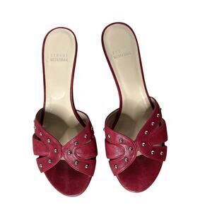 Stuart Weitzman studded kitten heel fuschia pink sandal 7